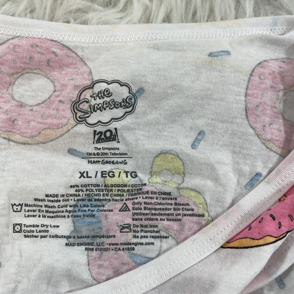 THE SIMPSONS Homer & Donuts All Over Print White Sleeveless Tank Top Size XL NEW - Picture 7 of 9